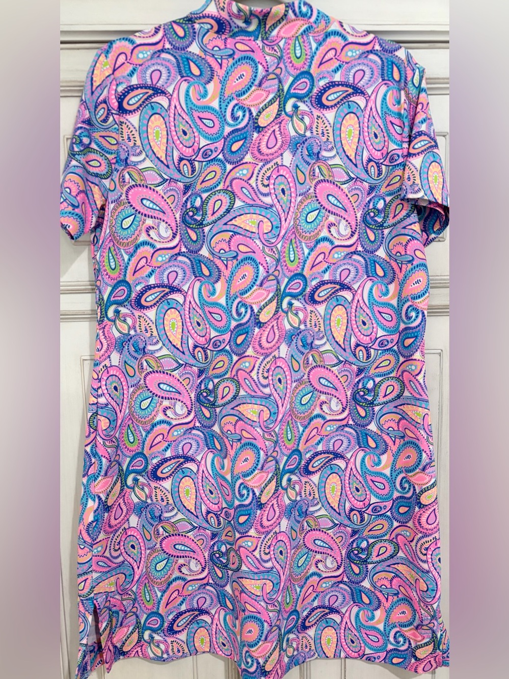 PRELOVED SZ L Lulu-B Pink Paisley Short-Sleeve mini dress/tunic - Picture 2 of 5